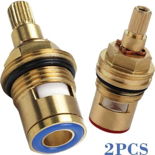 2x Brass Replacement 1/2" Tap Cartridge Valve Ceramic Disc Gland Quarter Turn 20 Teeth