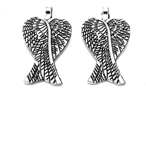 30pcs Wings of angel charms pendant 27x15mm antique silver ornament accessories jewelry making craft DIY base material