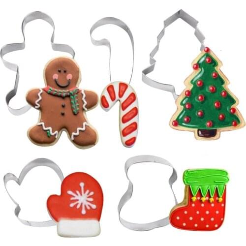 5PCS Christmas Kitchen Decor Cookie Cutter Tools Gingerbread Tree Shaped Xmas Biscuit Mold Cake Decorating Navidad Gift