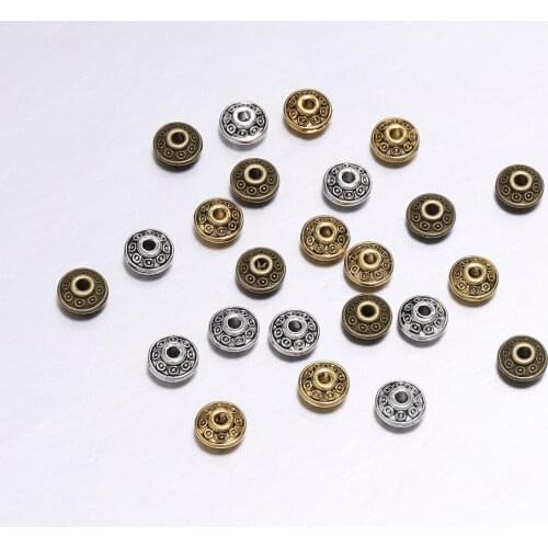 50pcs/lot 6mm Mix Antique Spacer Bead Cone Pattern Metal Loose Vintage Beads Supplies For DIY Jewelry Making