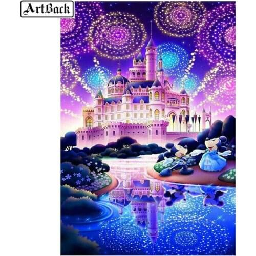 5d diy diamond painting castle scenery full square diamond mosaic crafts round drill diamond embroidery iron tower crafts kit