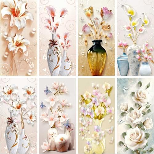 AZQSD 5D DIY Full Diamond Painting Flower Vase Cross Stitch Diamond Embroidery Flower Mosaic Picture Home Decoration