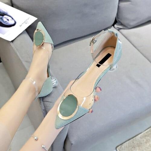 Baotou Sandals Fairy Wind 2019 Summer New Transparent Shoes With Girls Pointed High Heels Hollow Single Shoes