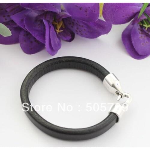 FREE SHIPPING 2pcs 100% Genuine Cow Leather Cord Clasp Bracelet 24cm #22551