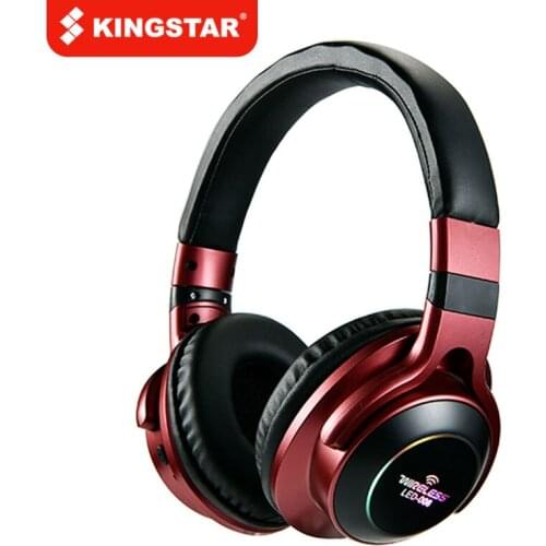 KINGSTAR Wireless Bluetooth LED Light Headphones 3D Stereo Earphone With Mic Over-Ear Headset Support TF Card FM Mode Audio Jack