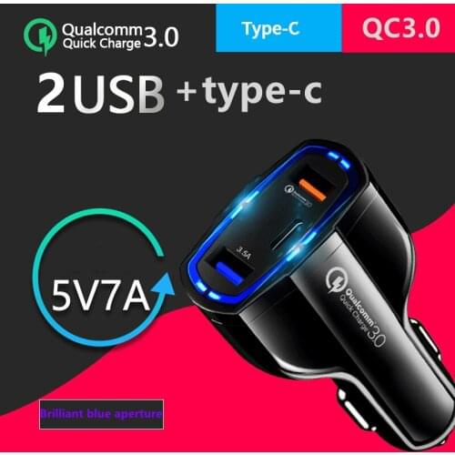 Qc3.0 usb vehicle fast charging type-C fast charging PD vehicle charging 2usb1 type-c12-32v intelligent vehicle charger