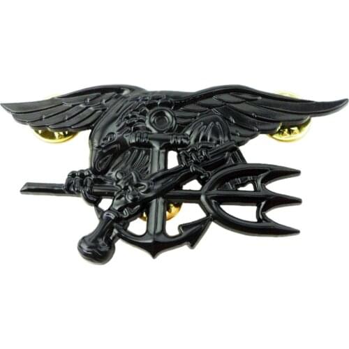 BLACK US NAVY SEAL EAGLE ANCHOR TRIDENT METAL BADGE INSIGNIA PIN