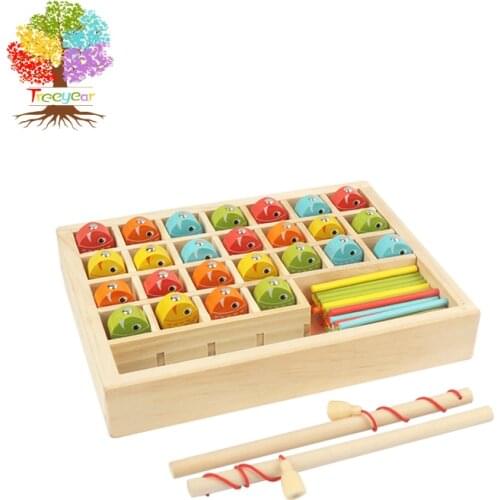 Treeyear Wooden Magnetic Fishing Math Game, Montessori Toys Learning Activities Fine Motor Skills Color Sorting Number Counting
