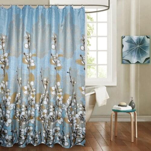 Elegant Orchids Polyester Fabric Bath Curtain Mildew Resistant Soft Bathroom Curtain Waterproof Heat Resisting Shower Curtain