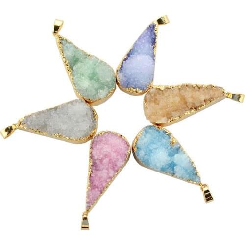 Geometry Pendulum purple Healing Crystal Chakra Reiki Natural Stone Charms Pendant For Making Jewelry DIY Accessories 20*40mm