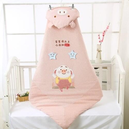 Infant Cotton Wrap Quilt Baby Cartoon Sleeping Bag Infant Thicken Swaddling Baby Spring Autumn Warm Cotton Quilt Newborn Gift