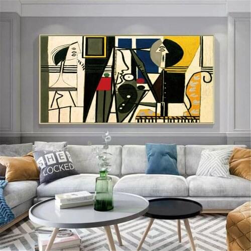 Picasso Painter and Model Canvas Wall Art Canvas Painting Home Deor Wall Pictures for Living Room Art Pictures Posters Unframed