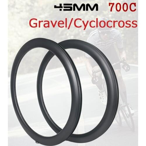 HULKWHEELS 700C Gravel Disc Brake Carbon Fiber Rims 480g Depth 45mm Width 29mm tubeless hookless Rim Cyclocross Bicycle Wheels