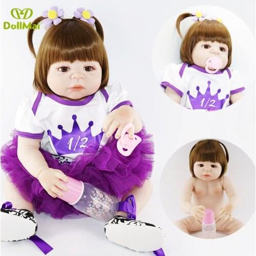 Bebes reborn realista DollMai brand dolls reborn 22"55cm full vinyl silicone reborn baby girl princess dolls child xmas gift