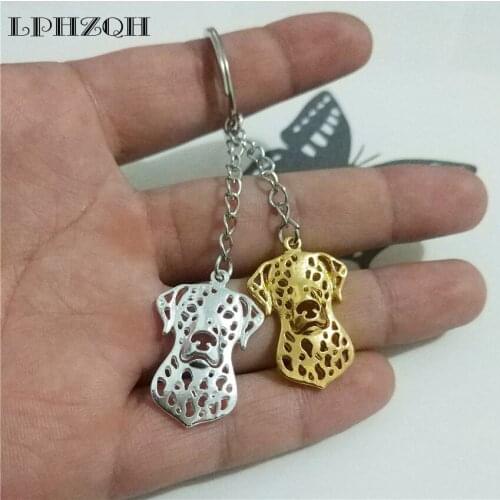LPHZQH Fashion Dalmatian Terrier Dog Keychain Women Handbag Pendant Accessories Charm Trendy Car Key Ring Jewelery Steampunk