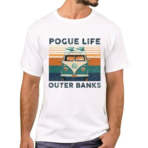 TEEHUB Hot Sales Vintage Pogue Life Outer Banks Printed Men T-Shirt Fashion Retro Bus T Shirts Short Sleeve Tshirts Boy Tee