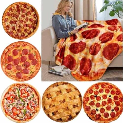Soft Warm Flannel Tortilla Pizza Blanket 200Gsm Round Shape Donut Airplane Travel Portable Wearable Winter Throw Blanket