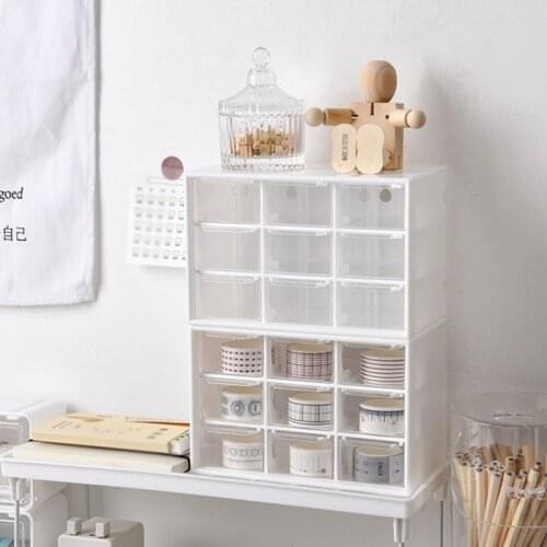 9 Grids Desktop Storage Box Make Up Organizer Storage Container Desk Organizer Stationery Plastic Transparent Box