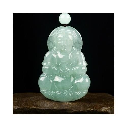 Natural Burmese jadeite A-level Guanyin amulet pendant, elegant princess jewelry, the best gift for dad and boyfriend