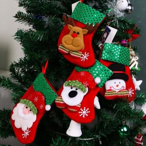 Christmas Xmas Tree Hanging Party Tree Decor Santa Stocking Sock Gift Candy Bags Fashion design Cloth Christmas Socks