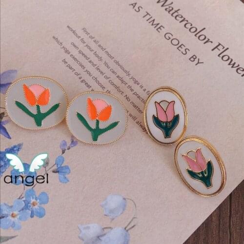 Tulip retro earrings small plants cute atmospheric girl flowers