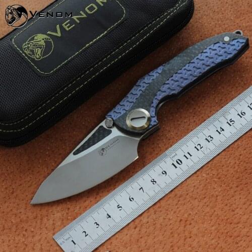 VENOM ARMOR folding knife M390 blade titanium outdoor camping hunting survival pocket kitchen fruit knife EDC tool knives