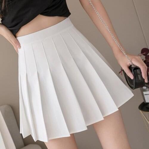 Tennis Skirt Female Solid Folds School Girl Uniform Casual White Skirt High-Waisted Skirt Summer Womens Clothing Mini Skirts
