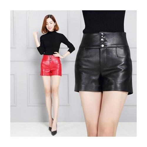 Top brand High 2020 Women Waist Slim Leather Shorts KS56 high quality