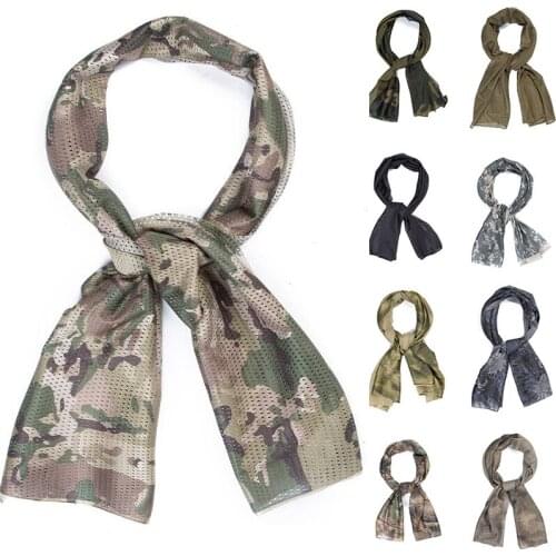 Outdoor Scarf Cotton Military Camouflage Tactical Mesh Scarf Sniper Face Scarf Veil Camping Hunting Multi Purpose Hiking Scarf