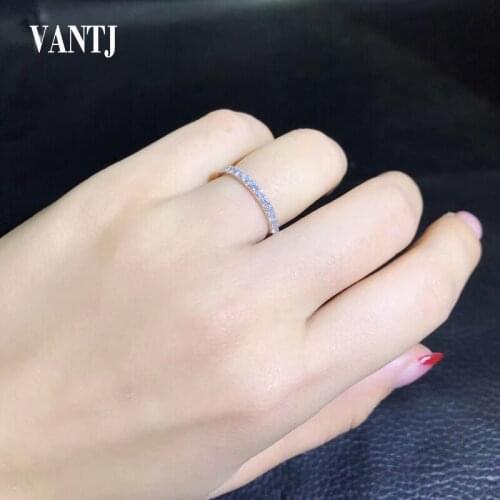 VANTJ Elegant Natural Diamond Rings 0.25ct Diamond Real 18k White Gold AU750 Fine Jewelry For Wedding Party Women Lady Gift