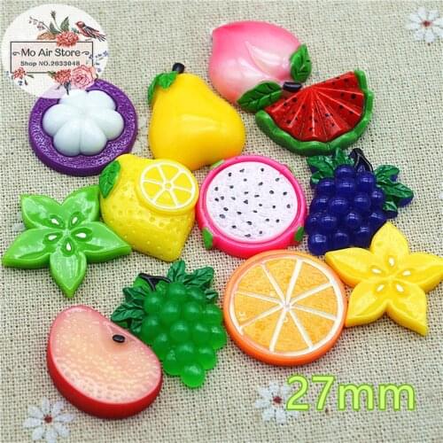 50pcs mix design fruit Resin Flat back Cabochon miniature food Art Supply Decoden Charm DIY Craft