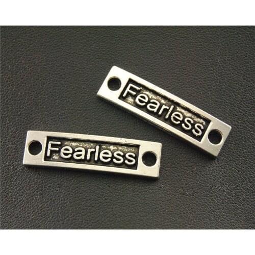 15pcs Silver Color and Bronze Fearless Letter Charm Pendant DIY Necklace Charm Bracelet Bangle 35x10mm A1388/1038