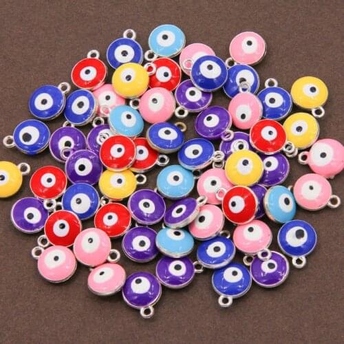 30pcs 12mm Wholesale Turkish Evil Eye Charms Accessories For Women Men Handmade Bracelets Necklace Earrings Making Supplies