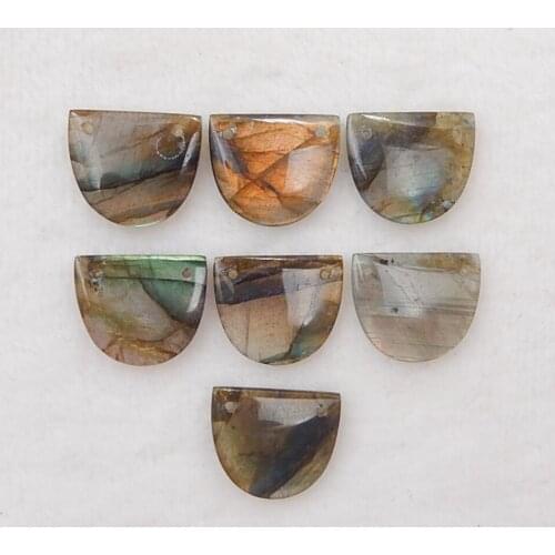 7pcs Natural Labradorite earrings beads, stone for earrings making,17x20x4mm,14.5g