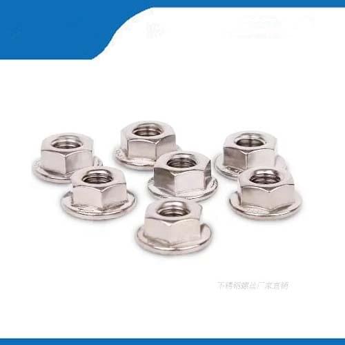 Free shipping DIN6923 GB6177 M3 M4 M6 Nickel-plated Toothed Lock Skid Hexagon Flange Nuts Sip Locking Nut HW014