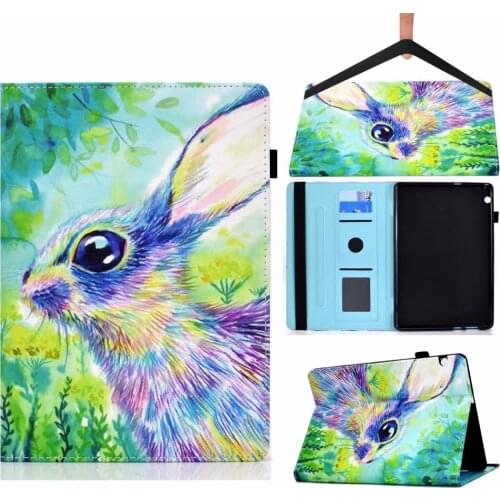 Kid Colorful rabbit Printed Premium Slim Lightweight Shell PU Leather Protective Cover Case for Huawei Mediapad T5 10 10.1 inch