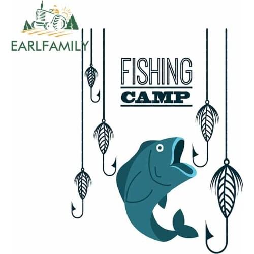EARLFAMILY 13cm x 9.8cm For Fishing Motorcycle Car Stickers Laptop Fine Decal Waterproof Cartoon Graphics For JDM SUV RV