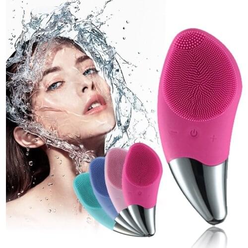 Electric Silicone Facial Cleansing Brush Sonic Vibration Face Washer Deep Pore Cleaning Heated Relieve Eye fatigue Skin Massager