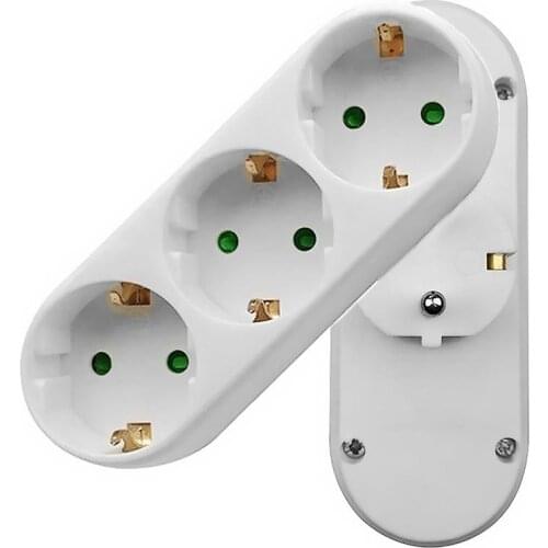 EU Standard Three-pole Power Convert Plug Wall Socket 16A 250V 3way Outlet Triple German Standard Adapter 1PC