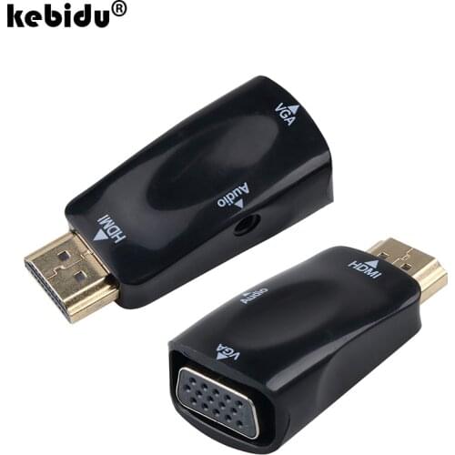 Kebidu Newest 1080p HDMI To VGA Adapter Converter Cable Male to Female With Audio Cable Support HD For PC Laptop