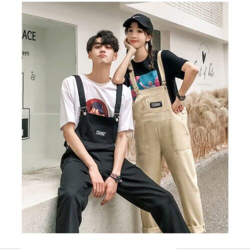 2021 Black Casual Lovers Streetwear Pant Men Woman Sleeveless Overalls Couple Casual Summer Fashion Overall Pants