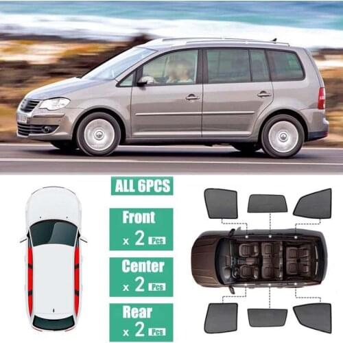 Side Windows Magnetic Sun Shade UV Protection Ray Blocking Mesh Visor Fit For Volkswagen Touran 2006-2015