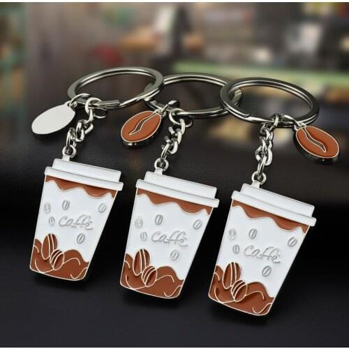 2021 Fashion Coffee Mugs Metal Key Chains Mini Zinc Alloy Key Ring Backpack Car Keychains Charm Barista Keyrings Hanging Pendant