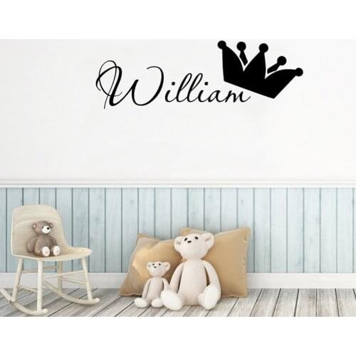 Custom Names Wall Stickers Cartoon Crown Personalized Vinyl Decals Removable Mural For Kids Babys Room Decoration Bedroom Decor