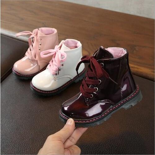 NEW 2020 Girls Leather Boots Boys Shoes Autumn Winter PU Leather Children Boots Fashion Toddler Kids Boots Warm Winter Boots