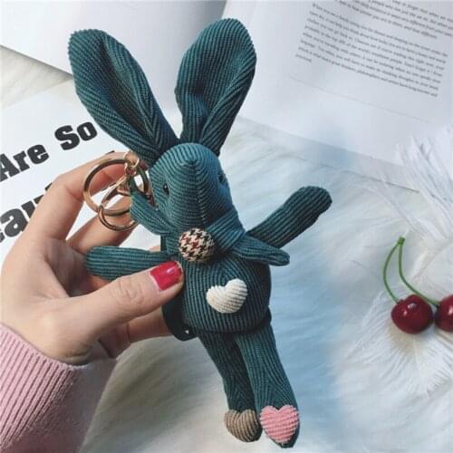 2020 New Cute Plush Rabbit Keychain Pendant Bunny Animal Car Key Chain Women Bag Accessories Charms Girls Birthday Gifts 19CM