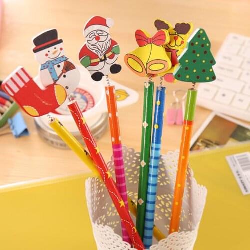 New Kawaii 6pcs/lot Kawaii Christmas HB Wood Pencil Kids Gift Festival Promotion Pencils Kindergarten Prize School Stationery