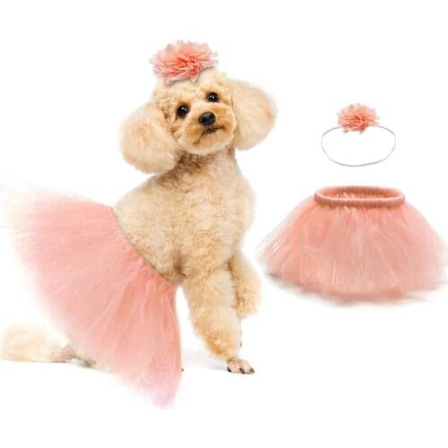 New Arrival Sweet Lace Lape Collar Dress For Dog Pet Tutu Dress Decorative Party Dress Dog Costume Headband Small Pet Supplies