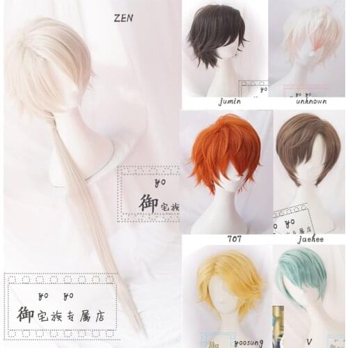 Mystic Messenger Cosplay Harajuku Curly Hair Wig 707 Yoosung Zen V Japanese Hair Costume Luciel Choi Zen Jumin Han Unisex Wig