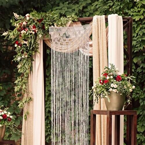 74x203cm Macrame Woven Curtains Wall Hanging Boho Hand-woven Tapestry Wedding Home Decor Apartment Dorm Room Cotton Rope Curtain